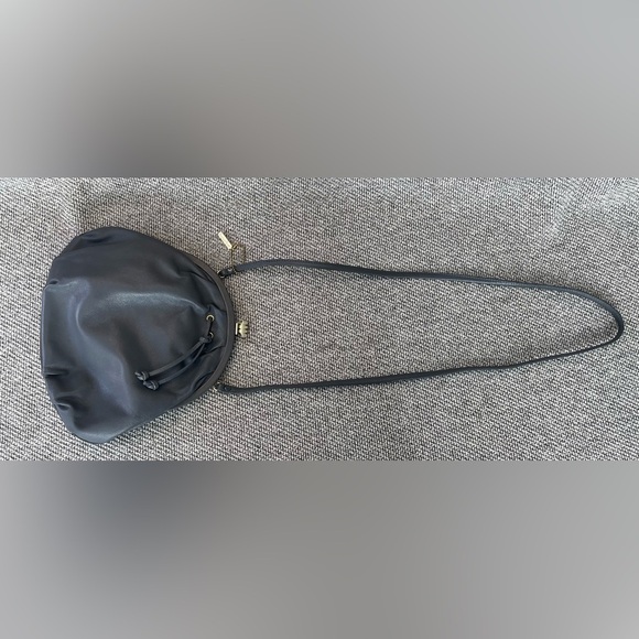 Genuine Leather Elegant Gray Crossbody Bag with Unique Shape and Drawstring - Picture 3 of 16